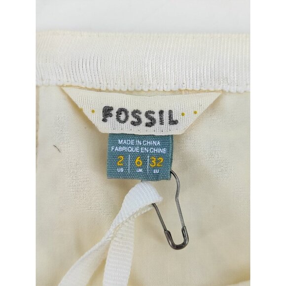 Fossil Evan Beautiful 100% Cotton Cream Lace Skirt Size 2 - Picture 4 of 10